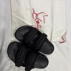 Christian Louboutin Black Studded Slides